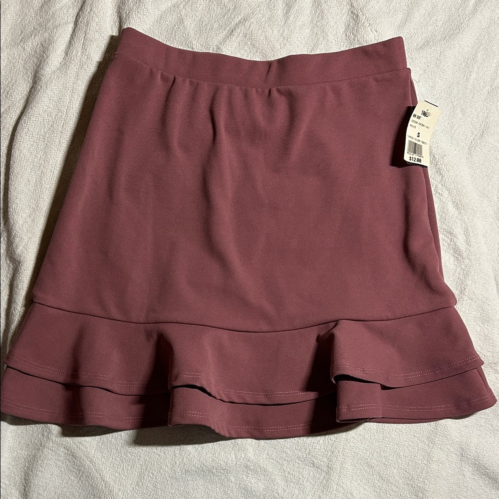Must Have Burgundy Ruffle Mini Skirt